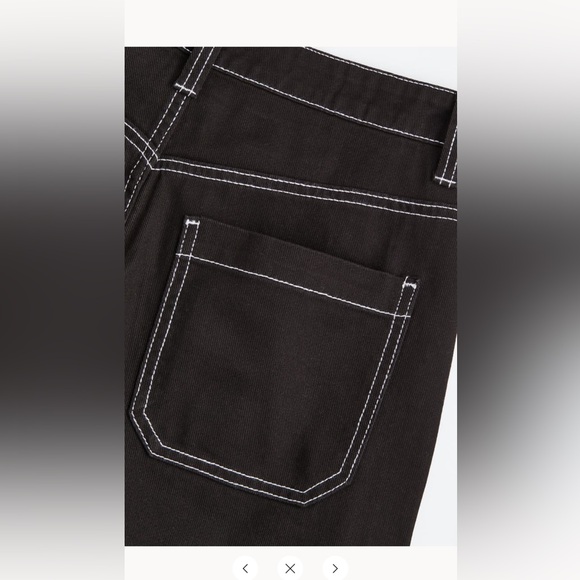 H&M jeans pants black twill cargo pants jeans white stitching size 8 NWT - Picture 4 of 9